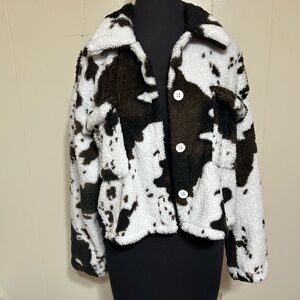 Stylish Black and White cow print Women's Jacket